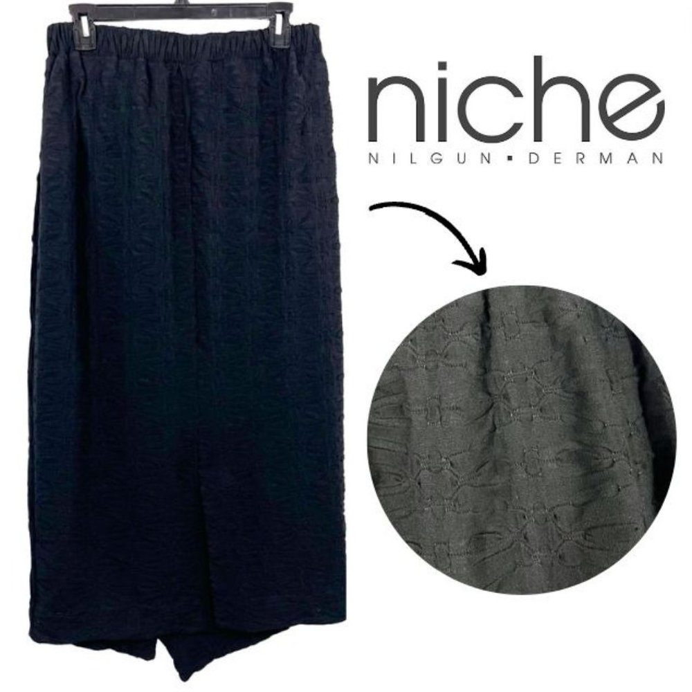 Niche Nilgun Derman Ridge‎ Knit Pull On Midi Skirt Lagenlook Artsy Size Large